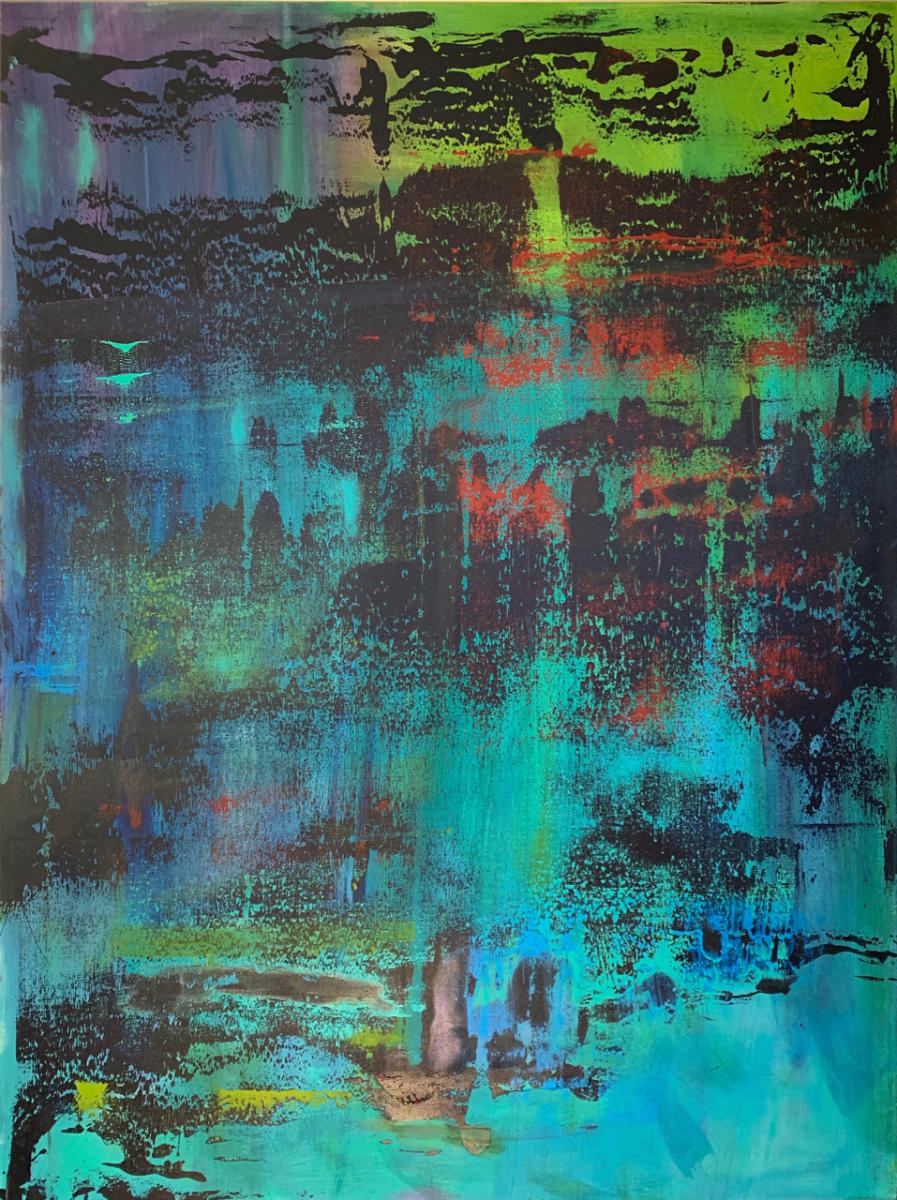 Turquoise #2 36 x 48 : Shades of Turquoise : click above : Sheryl Denbo - Sculptural Paintings