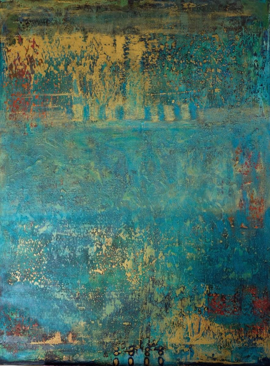 Turquoise #3 36 x48 : Shades of Turquoise : click above : Sheryl Denbo - Sculptural Paintings