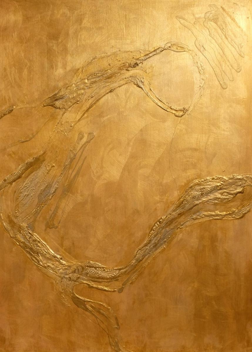 Gold Leaf #8 36 x 48 : Gold Leaf : click above : Sheryl Denbo - Sculptural Paintings