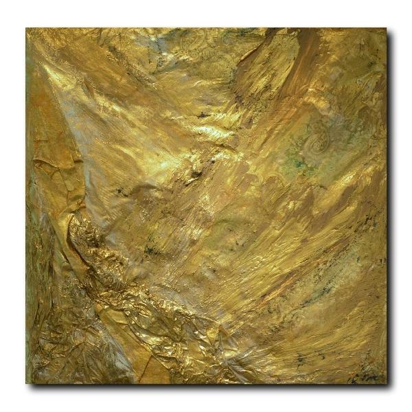 Gold Leaf #9 36 x 36 : Gold Leaf : click above : Sheryl Denbo - Sculptural Paintings